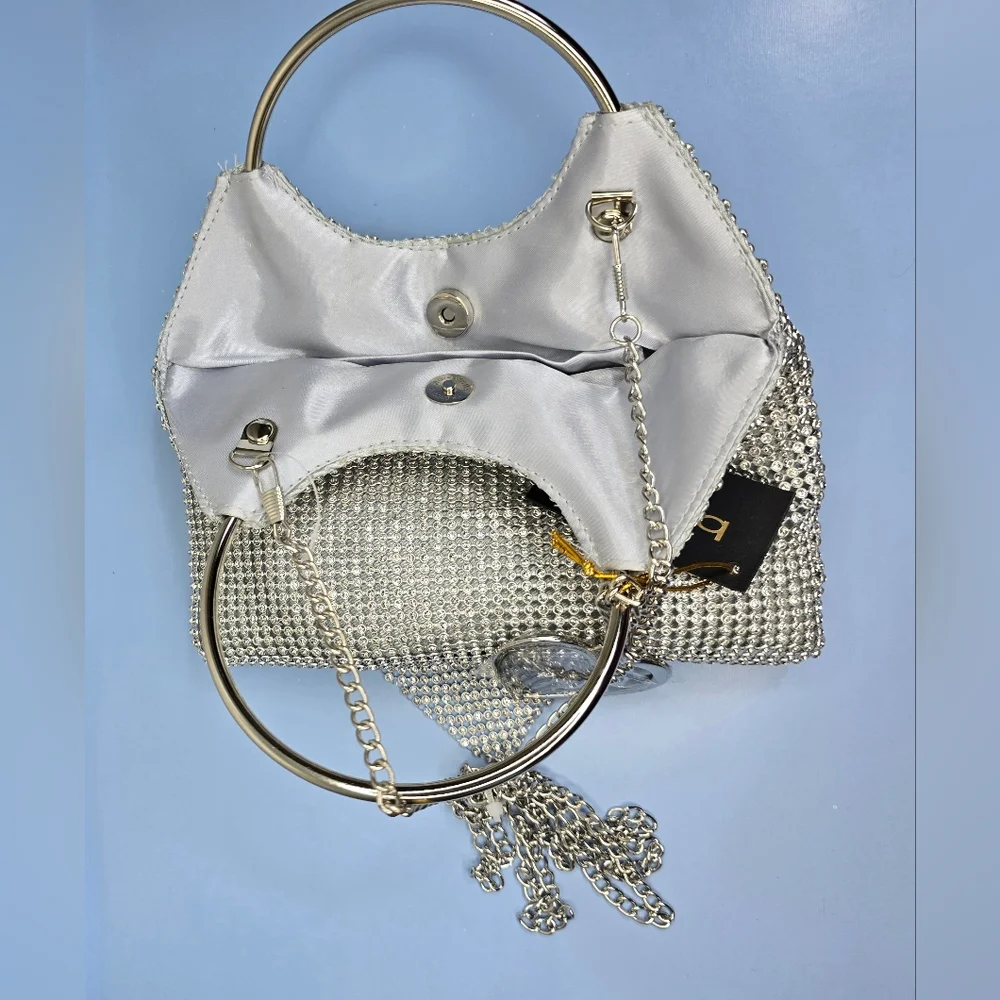 Bebe Silver Rhinestone Handbag - Picture 8 of 10